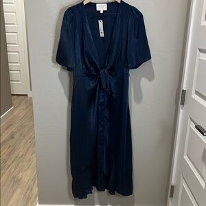Silk Dress Margot Satin Wrap Navy Blue Party Audrey Soft Francesca’s Wedding